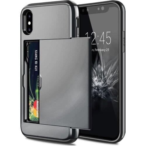 For iPhone 7 7plus 8 8plus Case Card Slot Shockproof Hard PC Soft TPU Hybrid Wallet Case For iPhone XR 7 Plus case iPhone 8 plus
