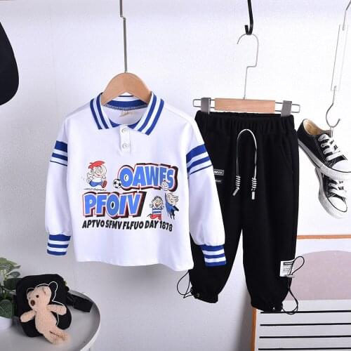 Spring Autumn Baby Boys Girls Cotton Clothes Children Lapel T-Shirts Pants 2Pcs/sets Infant Kid Fashion Toddler Casual Tracksuit