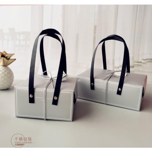 Cake cookie soap candy paper packaging gray gift box коробка упаковка with handle boite dragees mariage коробки для подарков