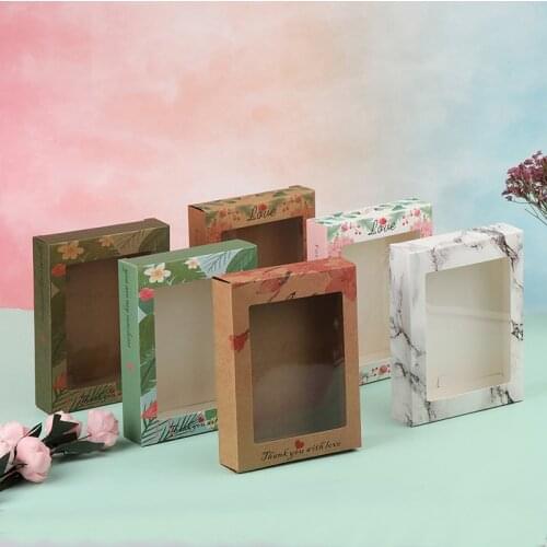 10pcs DIY Kraft Marbling Design Gift Packaging Box Cake Home Party Wedding Favors