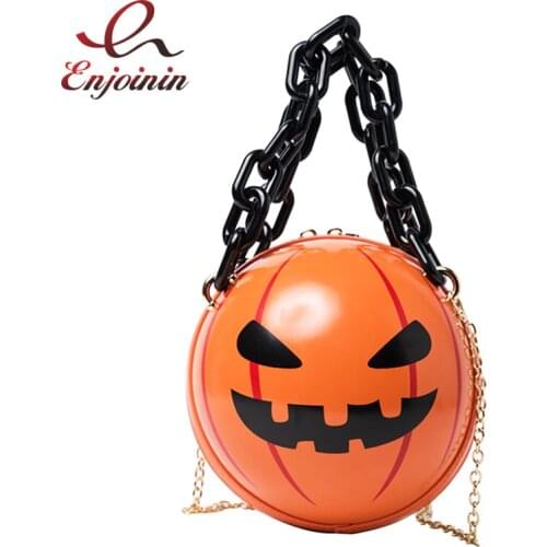 Fun Halloween Pumpkin Round Small Crossbody bag for Women 2020 Shoulder Bag Purses Girls Handbags Party Chain Bag Trend Pouch