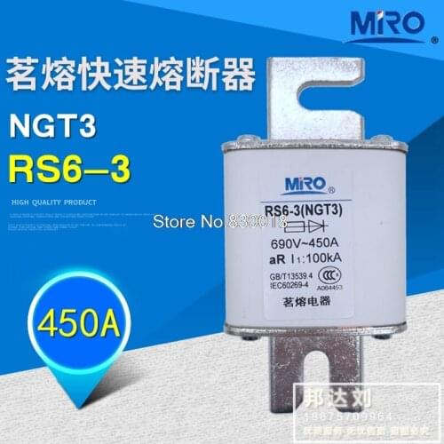 NGT3-450A MRO Mingrong Square Tube Bolt Coupled-in-Fast Fuse RS6-3 NGT3 Fast-Acting-5PCS/LOT