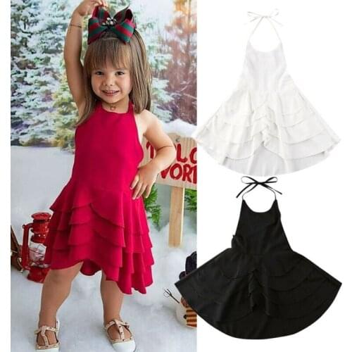 Baby Girl Solid Dresses Fashion Dress Party Wedding Pageant Skirt Dresses Sundress Clothes 1-6 Years