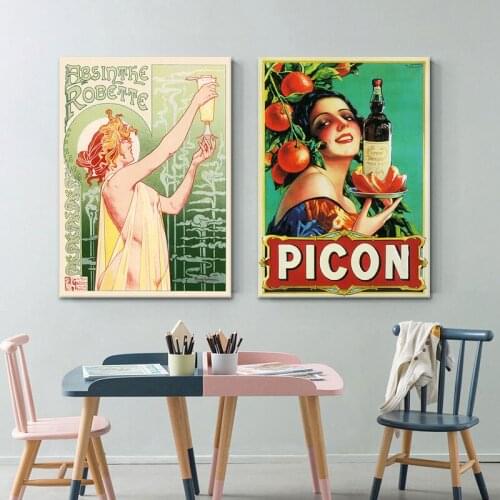 Absinthe Poster And Prints Classical Cocktail Canvas Painting Wall Art Cuadro Restaurant Bar Retro Decorative Pictures Frameless