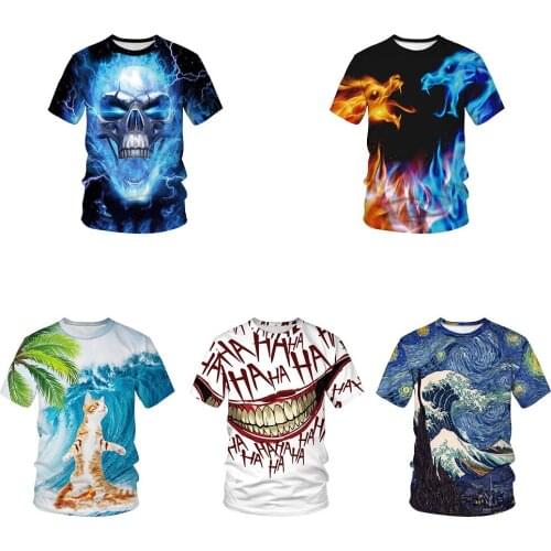 QNPQYX New Fasgion Cosmos Harajuku Style T-shirts Men Summer Oil Painting Starry Night Print 3d T Shirt Casual Tshirt Tops