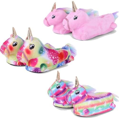 Rainbow Girls Unicorn Slipper Boys Animal Paw Warm Shoe Children Cartoon Shoes Tiger Slipper Home Shoes Kids Indoor Warm Shoes