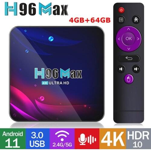 RK3318 Rockchip Android 11 Bluetooth 4.0 Android TV Box 2.4G 5G Dual Wifi Smart TVBox 4K 4G 32G/64G USB3.0 H96 Max V11 VS X3/X4