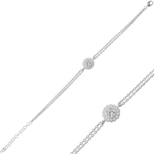 Silver 925 Sterling Engagement Zircon Cubic Zirconia Bracelet