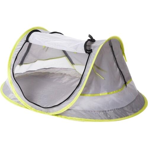 Foldable Anti-UV Beach Tent Breathable Zippers Playhouse Mobile Bed for Baby Beach Sun Shelters Up Translucent Mesh