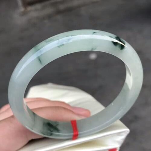 Only One !60.5MM Certified (Grade A)100% Natural Green Jadeite JADE Bracelet Women Bangle