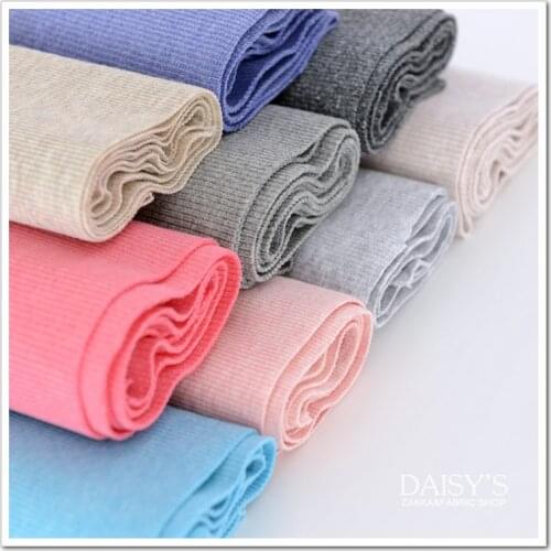 20cm Width 100cm-130cm Length 100% Cotton Rib Elastic Flower Yarn Knitted Fabric Diy Clothes Medium Thickness Cloth Hem 490g/m