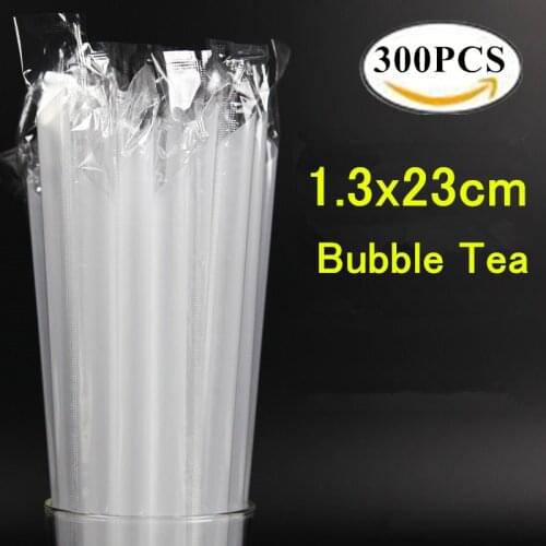 300pcs 1.3x23cm Extra wide Long Bubble Tea Drinking Straws Disposable Big Wide Straw Boba Tea Smoothie Straw Bar Party
