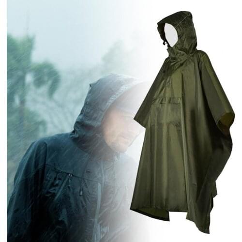 Outdoor raincoat waterproof unisex long poncho with drawstring hooded raincoat with pocket backpack cover poncho