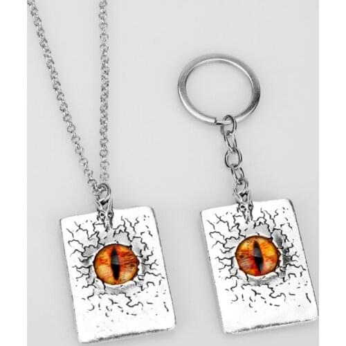 Vintage The Eye of Sauron Crack Pendant Necklace Devil Eyes Jewelry Keychain Gifts For Men Woman