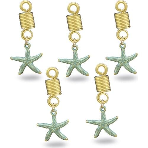 Viking Starfish Dreadlock Rasta Beard Bead Braid Hair Aceessories Cuff Dress Clip Pin Christmas Headband Headdress Gold Jewelry