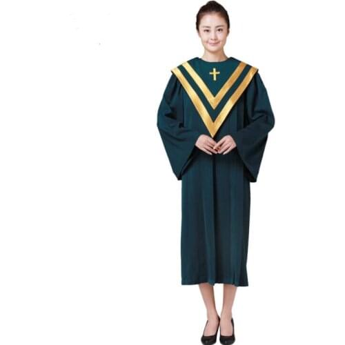 Christian church choir Clergy robes Poetry robe Drak green Holy