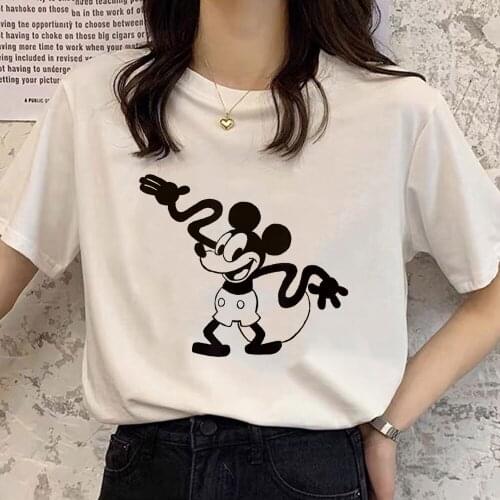 Women Casual Cartoon Cute Disney Classic Mickey Mouse Crazy Arms T-Shirt Print Funny Ladies Fashion Clothes Tee Top Tshirt Women