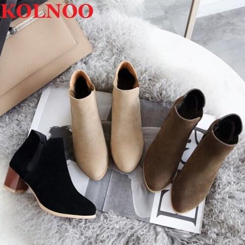 Kolnoo Handmade Classic Style Womens Ankle Boots Versatile High-quality PU Leather Martin Boots Party Prom Fashion Winter Shoes