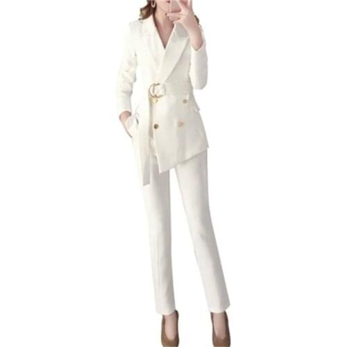 Fashion white suit suit female spring and autumn 19 New high quality womens temperament small suit two-piece suit women