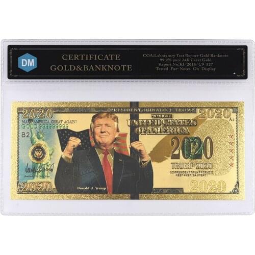 Gold Trump Bill Donald Dollar Foil Banknote 2020 President Us Maga Commemorative Plated Colorized for Gifts