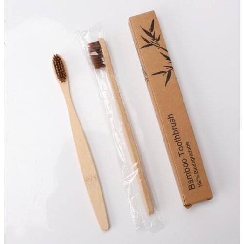 1@# 1Pc Brown Toothbrush Natural Bamboo Tooth Brush Set Soft Bristle Charcoal Teeth Eco Bamboo Toothbrushes Dental Oral Care B05