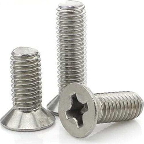 10-100PCS M1 M1.2 M1.4 M1.6 M2 M2.5 M3 M4 M5 DIN965 304 Stainless Steel Flat Head Countersunk Phillips Machine Screws