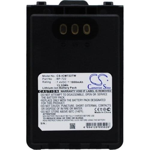 2021 Battery For Icom BP-722 ID-31A,ID-31E,ID-51A,ID-51E 1800mAh / 13.32Wh