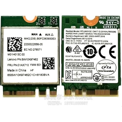 New RTL8821CE 802.11AC WiFi Bluetooth 4.2 Card FRU 01AX710 Wireless Netowrk Card for Lenovo DELL ASUS Acer