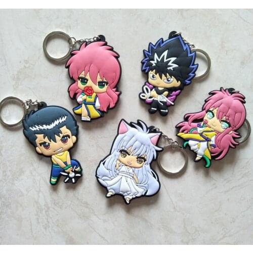 2018 New Arrival Cartoon Figure Keychain Japanes Anime YuYu Hakusho 3D Soft PVC Key Chain Key Ring Kids Key Holder Trinket Gift