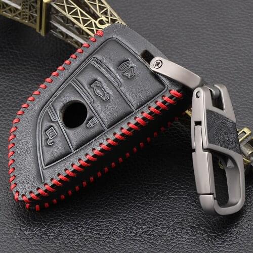 Genuine Leather Remote Keyless Car Key Case Cover For BMW X6 F15 X4 X5 X6 540 530 740 750 1 2 5 218i X1 F48 X5 Key Shell Bag
