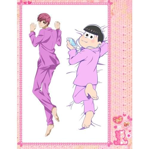 Anime Cartoon Osomatsu-sa Double Bolster Hugging Pillow Case Pillow Cover Pillowcase Peach Skin 2 Way No.65006