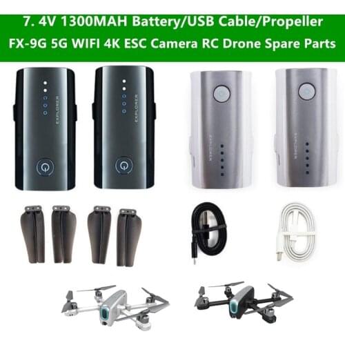 FX-9G 4K ESC GPS RC Drone Spare Parts 7. 4V 1300MAH Battery /USB Cable/Propeller For FX-9G 5G WIFI FPV HD Camera RC Quadcopter