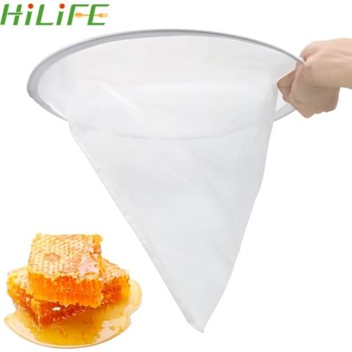 HILIFE Cone-shaped Mesh Nylon Honey Strainer Single Layer Purifier Filter Bag 35cm Diameter Beekeeping Tools Apiary Equipment