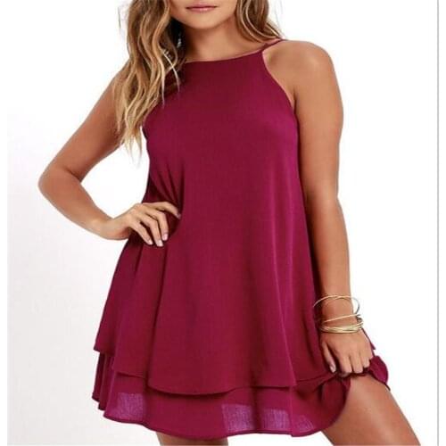 Fashion Women Boho Beach Summer Sleeveless Halter Solid Dress Elegant Off Shoulder Loose Sundress Ladies Dames Streetwear