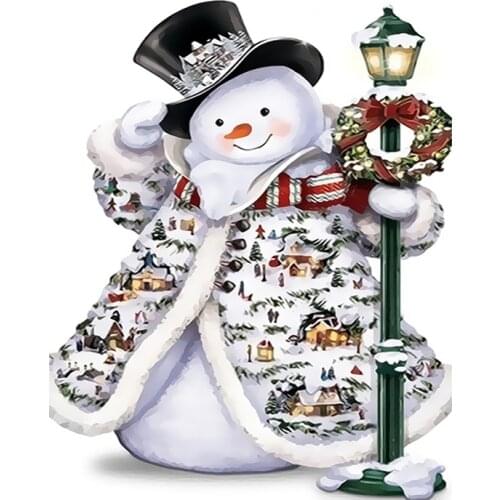 DIY Digital Painting By Numbers Black hat snowman oil painting mural Kits Coloring Wall Art Picture Gift frameless