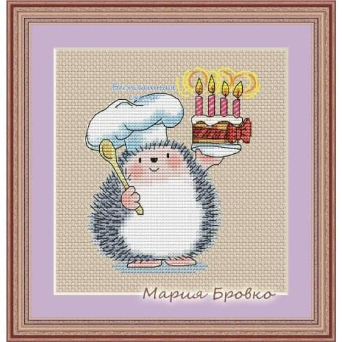 ZZ Little Pirate Counted Cross Stitch Kit Cross stitch RS cotton with cross stitch Hedgehogs birthday cake