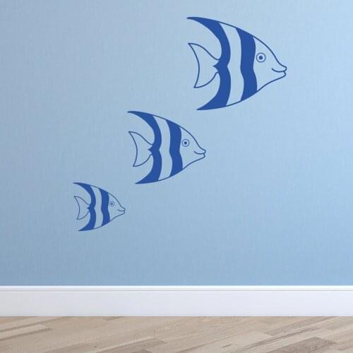 Set of 3 Fish Under the Sea Wall Vinyl Decal Sticker Hearts Baby Girls Boy Nursery Sealife Fish Theme Kids Love Cut T170332