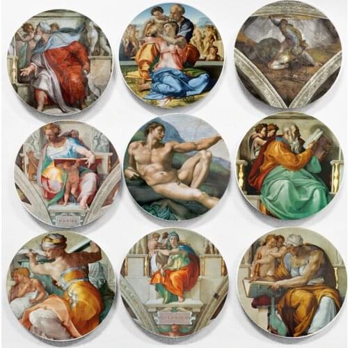 Michelangel Plate Italy Mural Wall Decorative Hanging Plate Ceramic Plate Dish Craft Home/hotel/restaurant Background Decoration