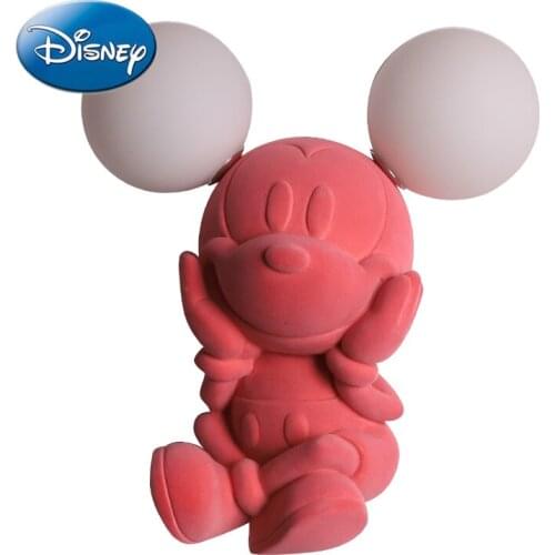 Disney Cartoon Mickey Minnie Wall Lamp Pink Childrens Room Bedside Lamp Boy and Girl Cute Cartoon Bedroom Wall Lamp