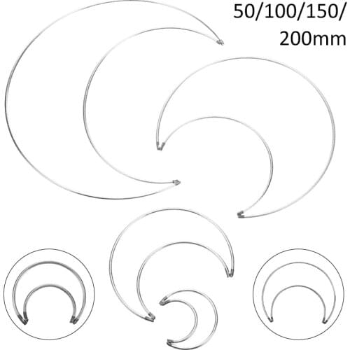 4pcs Moon Shape Dream Catcher Rings Craft Metal Hoops Wreaths Macrame Projects DIY Handmade Hoop Home Decor