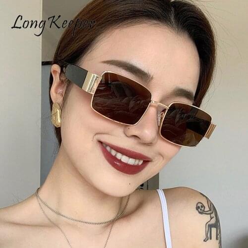 LongKeeper Fashion Steampunk Sunglasses Men Women Vintage Square Eyeglasses Metal Frame Sun Glasses UV400 Eyewear Oculos Gafas