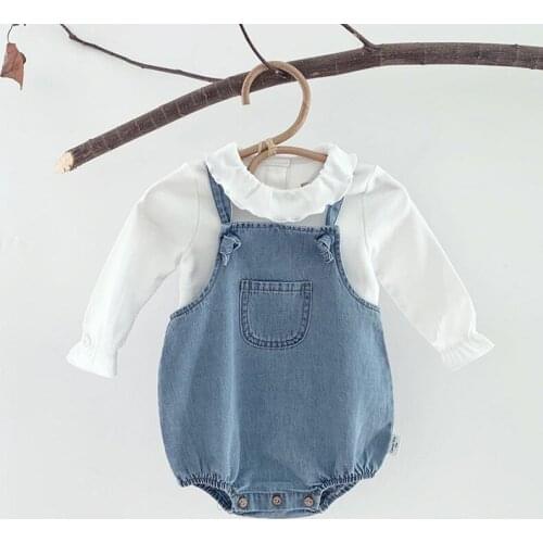 Baby Boys Girls Clothing Sleeveless Baby Denim Bodysuits Kids Jumpsuit New Autumn Baby Denim Overalls