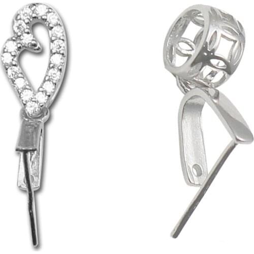 Beadsnice 38357smt17 Sterling Silver Pinch Bail for Dangle Pendant With Hole Connector for Necklace Making