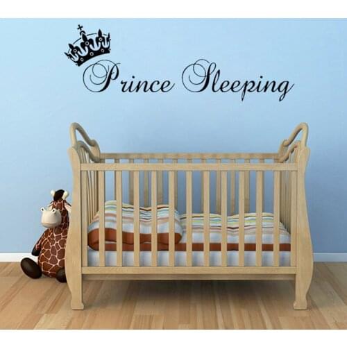 Prince Sleeping Wall Sticker an crown Nursery Wall Decals Quotes Home boys Baby bedroom Decoration Removable Wallpaper C910