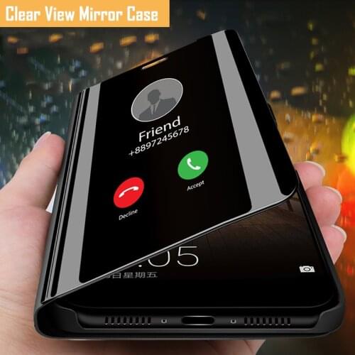 Auroras For Realme 8 5G Flip Case Smart Mirror View Shockproof Cover Stand Holder For Realme 8 Pro Cover Case