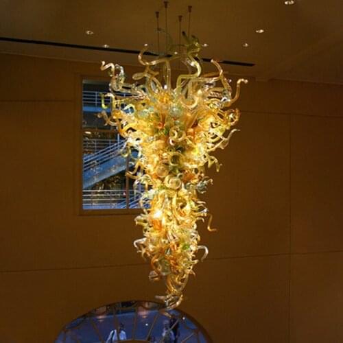 Modern Home Light LED Dining Room Furniture Large Murano Glass Amber Gold Chandelier Lamps