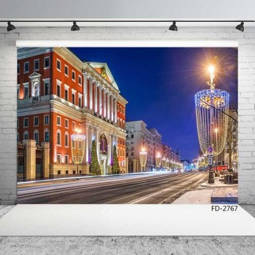 Buiding Street Lights Christmas Photography Backdrop Vinyl Photo Studio Backgrounds for Baby Children Phootshoot Photobooth