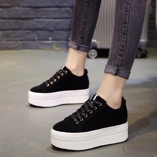 High Heels 6 CM Ladies Casual Shoes Spring Autumn Fashion Lace-Up Womens Shoes British Style Women Sneakers Platform Shoes
