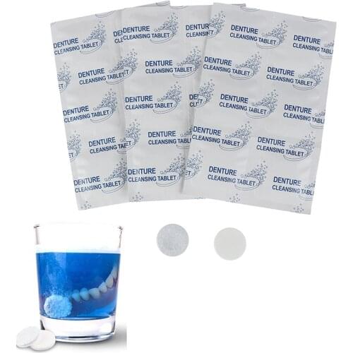 1box/24pcs Denture Cleansing Tablet Denture Cleanser Pills Whitening Remove Plaque Antibacteria