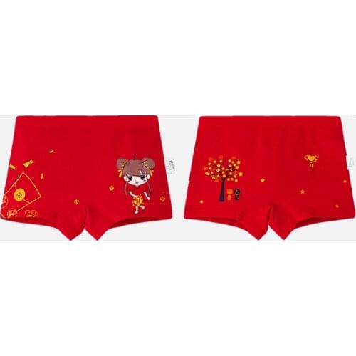 2pcs Red Girls Boxer Underwear Christmas Gift Cotton Stretchy Girls Panties Kids Clothes for 2 to 14 Year Old OGU203030